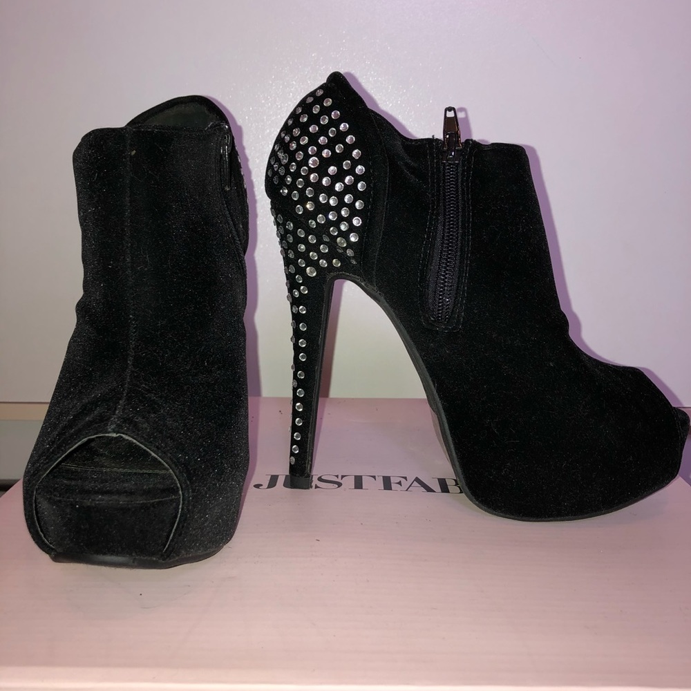 DEB Velvet studded ankle heels